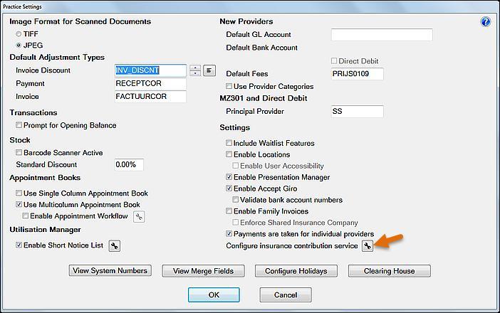 Configuring the Insurance Contribution Settings SEE ALSO: a description of the Insurance Contribution Service (on page 4) and further requirements (on page 8) for configuring this service.