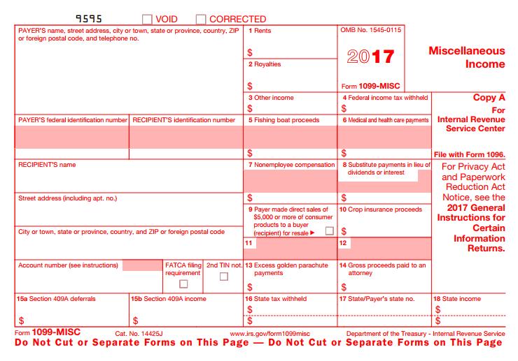 Forms to Turn in for a 1099 Copy A For Internal Revenue Service Center Copy 1 For the State Tax Department Copy