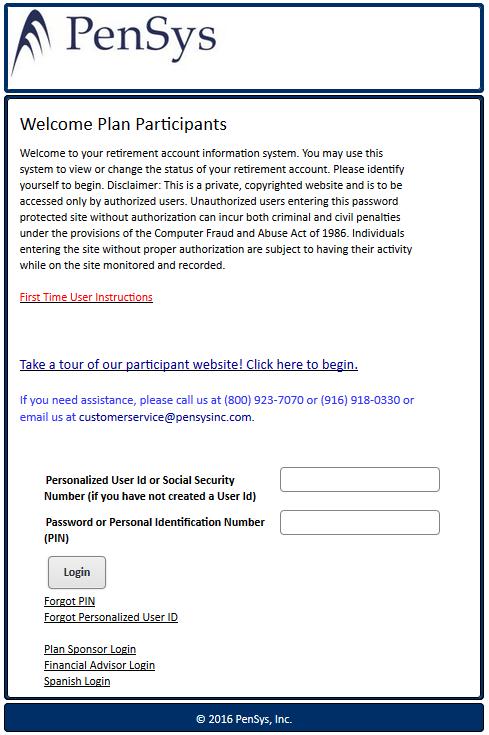 To Page access and the complete participant the below website, steps select to determine Plan Participant your User Access ID and/or (c). reset your PIN.