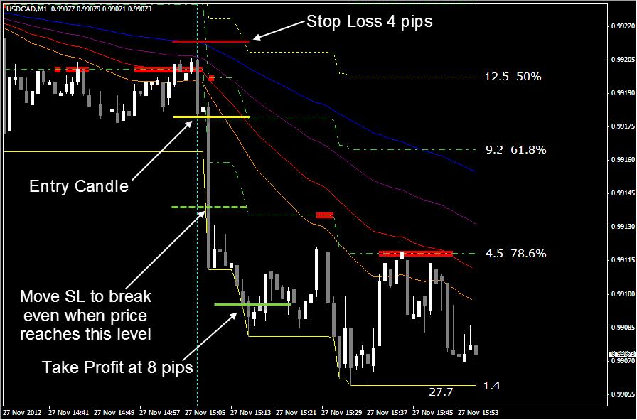 For a 2 to 1 ratio, the take profit will be 8 pips below the entry instead.