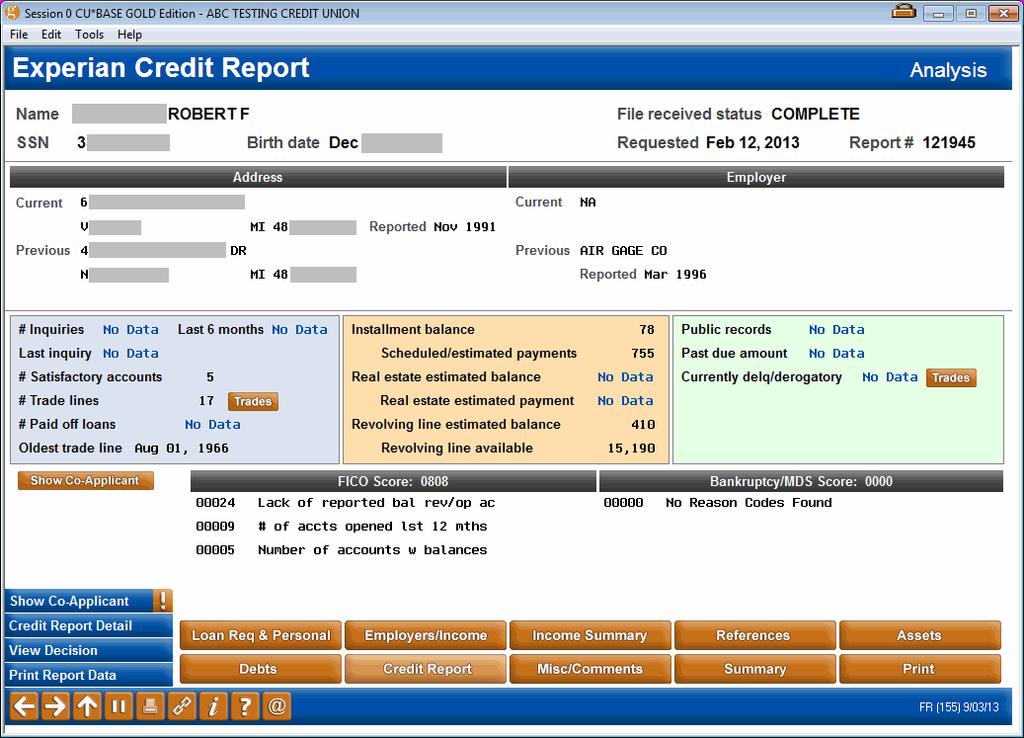 Credit Report Analysis 36 Drill down to