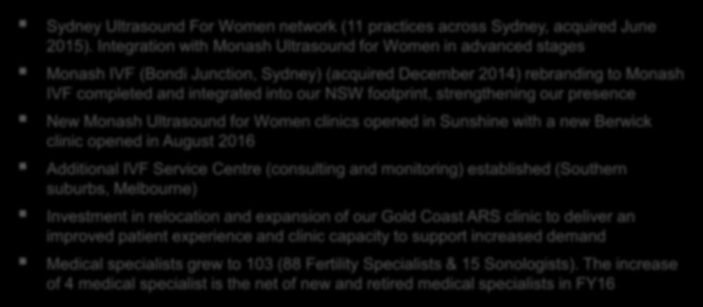 Integration with Monash Ultrasound for Women in advanced stages Monash IVF (Bondi Junction, Sydney) (acquired December