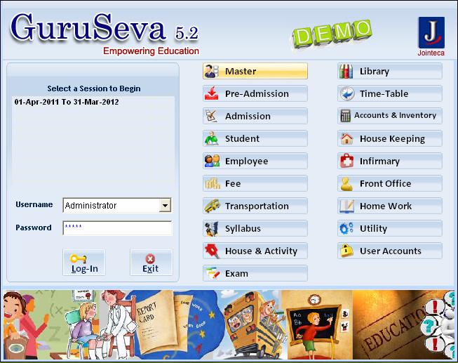 GuruSeva (Desktop Application) GuruSeva (The Educational Management ERP Solution) is a modular solution that is developed on latest technologies and running successfully in India and overseas through