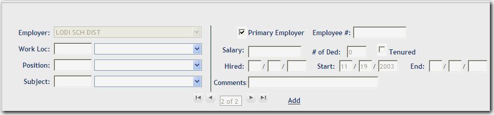 1. Select the employment record to be removed. Use the VCR buttons to move from one employment to the next. 2.