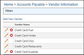 An asterisk (*) is entered to see a list of all vendors.) 2. Select the Vendor for which you are creating the Credit Card transaction. 3.