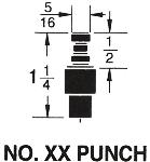 NO. XX HND PUNCH TYPE O Round es and s Standard s, Drill, or Millimeter Set Part Part 235800008 Replacement Package Consists of 1ea. 5/32, 7/32, 9/32, 11/32, 13/32, 15/32 & 17/32 P&D T-6 Set 1/16 0.
