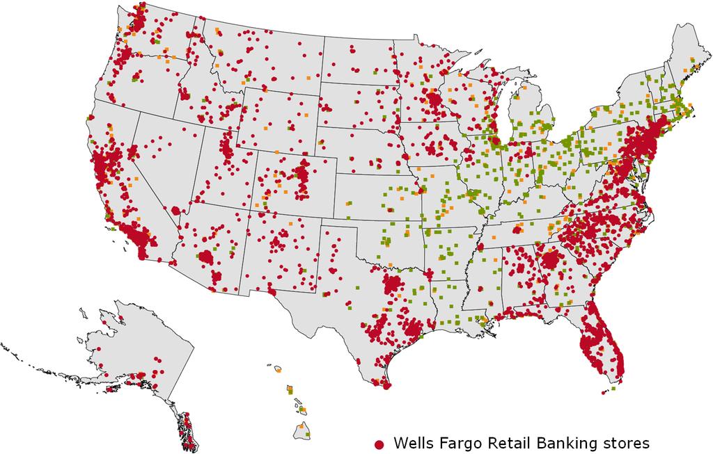 Strong national distribution 70+ MM customers 8,643 stores Store Distribution Retail banking 6,132 Wells Fargo Advisors 1,383 Wholesale 663 Mortgage 465 Sales Force Platform bankers (1) 31,130