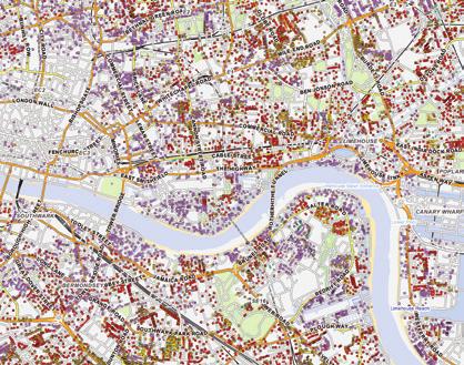 Urban diversity: Mosaic clearly highlights the patterns of highflying professionals living in luxury riverside apartments and Georgian terraces (lilac), students and recent graduates in smaller