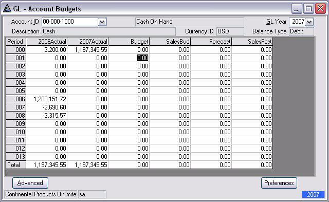 Account Budgets Use the scroll bar on the right to scroll through the accounts, or use your up and down arrow buttons to scroll by single accounts.