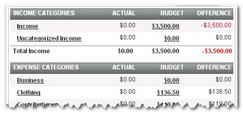 View income and expenses by category. View spending/cash flow summary. Create and update a budget.