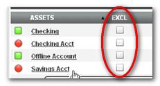 Accounts that belong to your financial institution are automatically included and cannot be