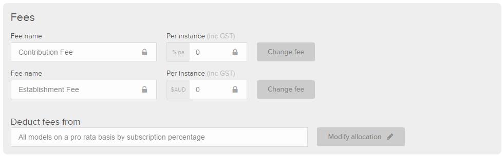 SPECIFY THE ACCOUNT FEES GST will be added to the amounts entered.
