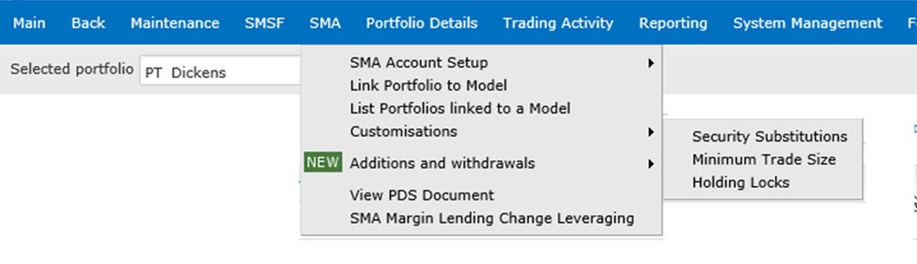 MAKING ACCOUNT CUSTOMISATIONS Select SMA > Customisations to make security substitutions,