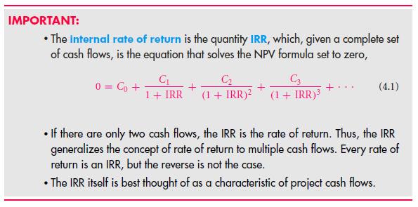 The Internal Rate of Return II (Or Yield to Maturity) Definition You can think of