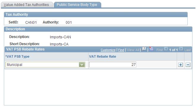 Working with VAT Chapter 5 Public Service Body Type page Select the appropriate public service body type.