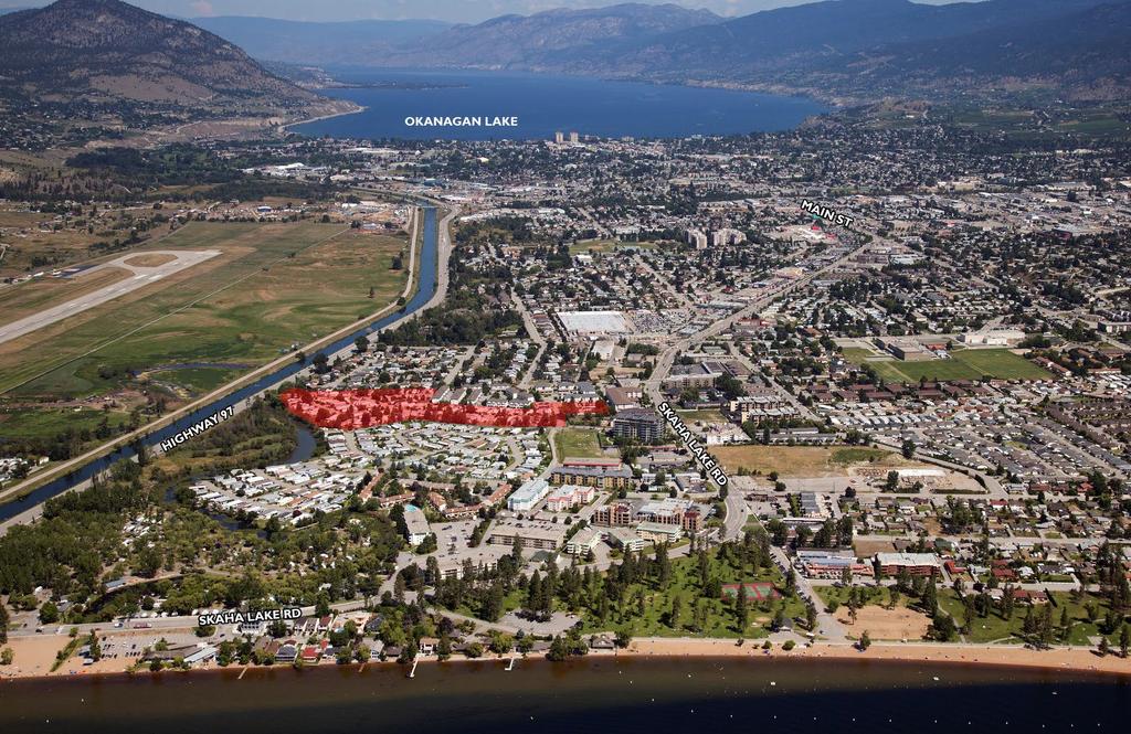 AERIAL MAP is located one block from Skaha Lake Road, which turns into Main Street and is the major arterial north to south road through Penticton.