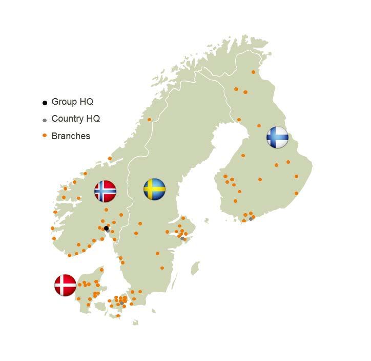 RenoNorden locations across the Nordics 8.2.1 Norway The Group has a total of 25 branch offices in Norway.