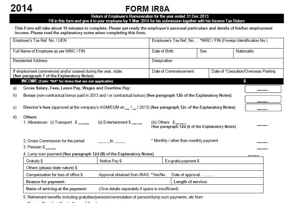 ANNEX E SAMPLE IR8A FORM WITH TAX LINE NUMBER INDICATOR