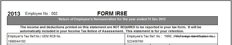 6. Print Employee Number on IR8A Form allow you to print the employee number on IR8A form. It will be display on the top left side corner of the form. 7.