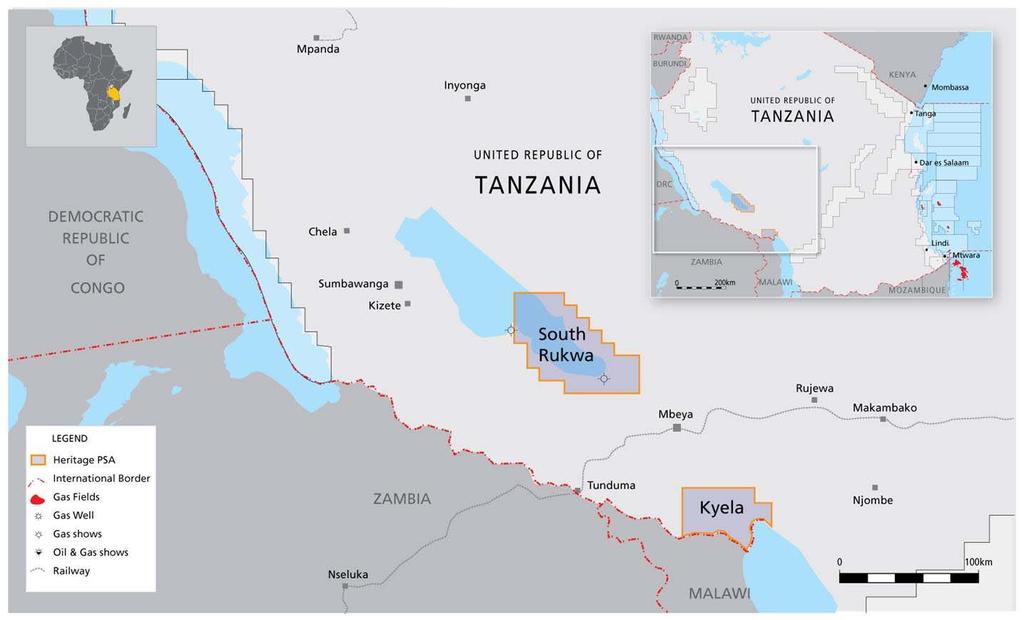 TANZANIA Awarded Rukwa PSA in October 2011 and Kyela PSA in January 2012 Operations have commenced across the licences; Rukwa - 2,300 km of legacy 2D seismic data reprocessed.