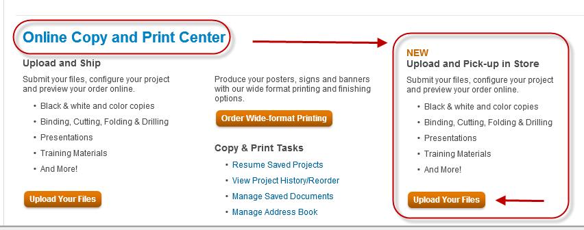Copy and Print Center To begin your Print to Store order,