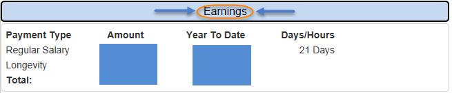 Earnings Statement Continued: Earnings Section: This section list all employee s earnings for that given month. Pay Type: This field indicates the type of pay the employee received.