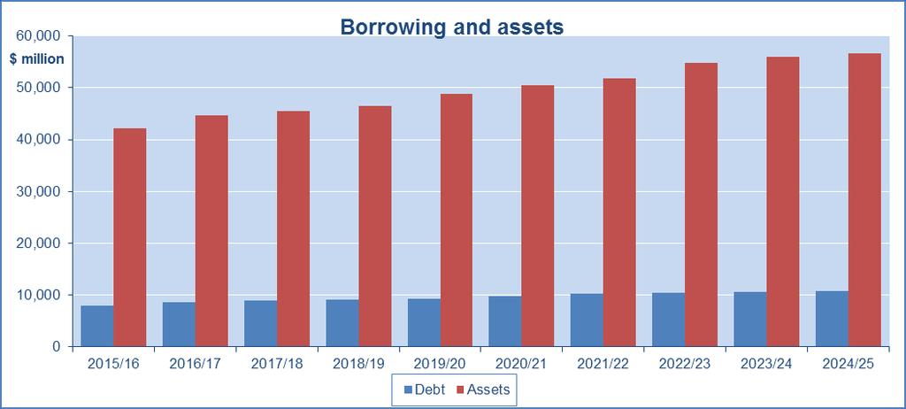 The above chart shows that by 2025 the council is much less reliant on borrowing to fund its capital expenditure programme than it is