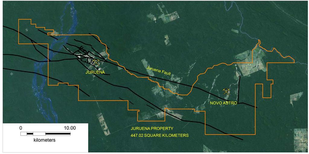 Overview of Juruena Large land package 450km 2 including two large gold targets Significant historical artisanal