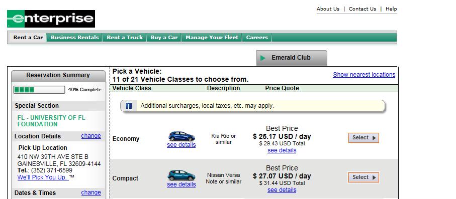 Step 4 : Select a policy approved vehicle.