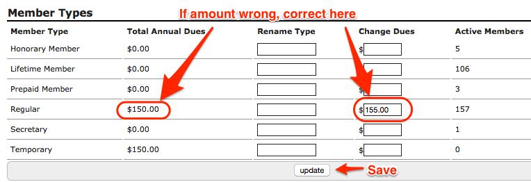 a. If you made a mistake in the dues amount. Correct it now Very important. INITIALIZE DUES 1.