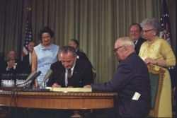 opposed by medical groups and private insurers Successful adoption as part of Johnson s war on poverty Medicare signed into law July 31, 1965 Medicaid