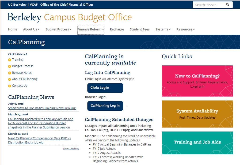 CalPlanning Website Check out the CalPlanning website for up to date info on: Browser