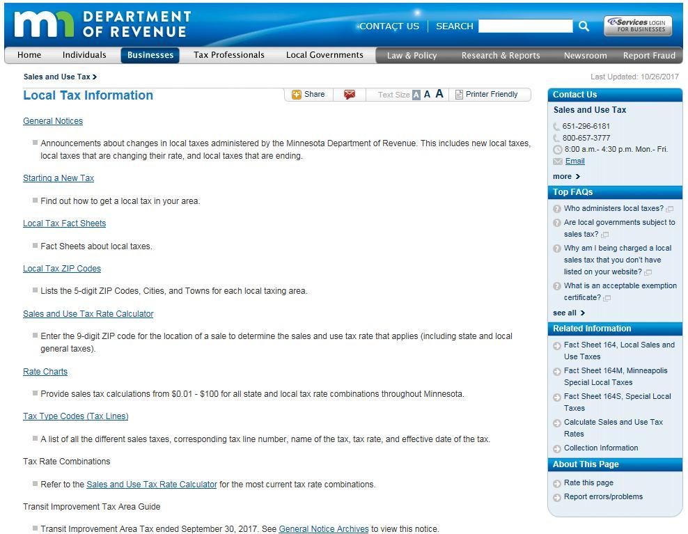Local Taxes Local Taxes The Department also has an interactive tool on our