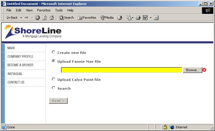 Upload a Fannie Mae File From the start screen, select Upload Fannie Mae file (Figure 3 below).