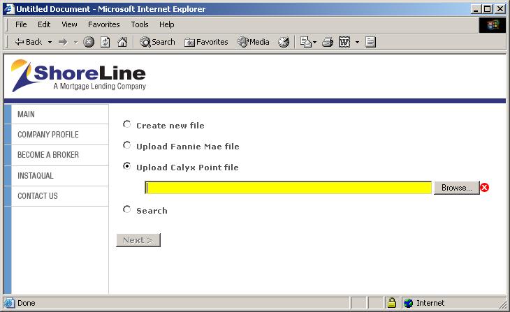 Click the Next button to proceed to the Loan Request Interface (see page 6).