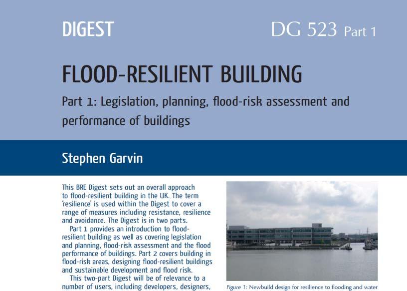 BRE Digest Flood-Resilient Building (DG 523) Legislation and planning Flood-risk