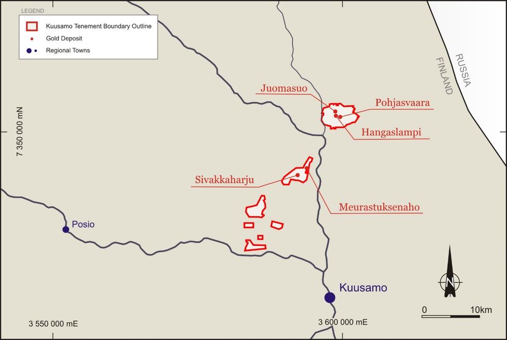 Kuusamo Gold Project Overview Highly prospective region with potential to develop into significant gold mining camp. Excellent infrastructure and potential local workforce.