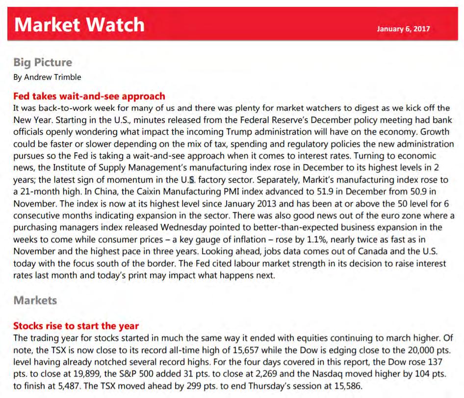 Daily market watch Short term commentary < Regularly updated comments from our analysts < Stocks rising to start