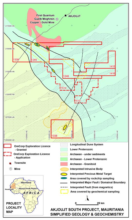Akjoujt South Project Six granted licences covering 2,550 km 2 30 km south of First Quantum s