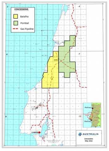 LUSITANIAN BASIN CONVENTIONAL GAS & OIL ACREAGE ONSHORE PORTUGAL In September 2015 Australis was awarded two onshore exploration concessions in the Lusitanian Basin (known as the Batalha and Pombal