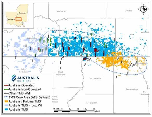 TUSCALOOSA MARINE SHALE A Large Strategic Core TMS Acreage Position Australis has been actively consolidating a position within the TMS over a 2-year period.