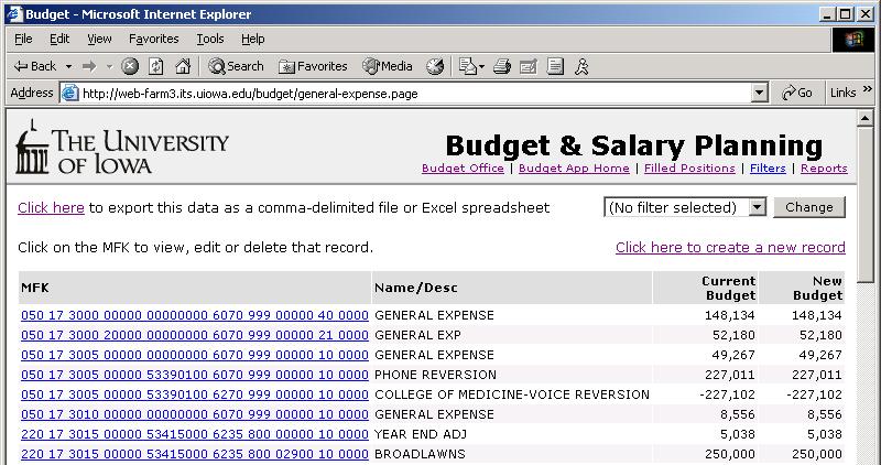 GENERAL EXPENSE & REVENUE All General Expense and Revenue amounts are listed with Current Budget equal to New