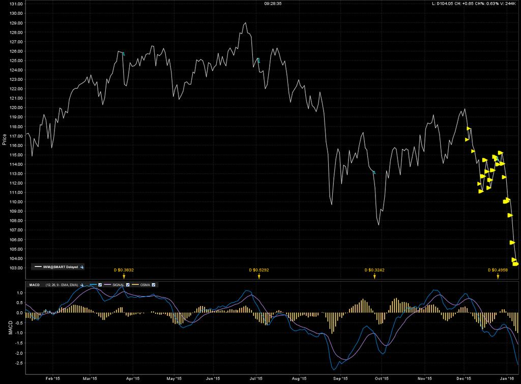 IWM (Russell 200 Index ETF) 1 year August correction 1 year