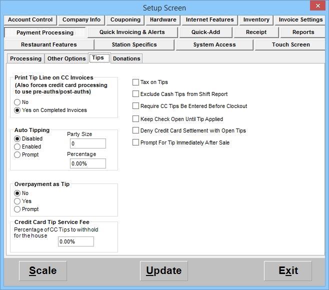 Enabling Tip Features Before any tip options can be configured, the tip features must first be