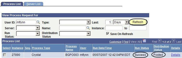 The Prcess Schedule Request page pens. Click the drp-dwn arrw fr the Server Name field and select PSNT. Click. 29.