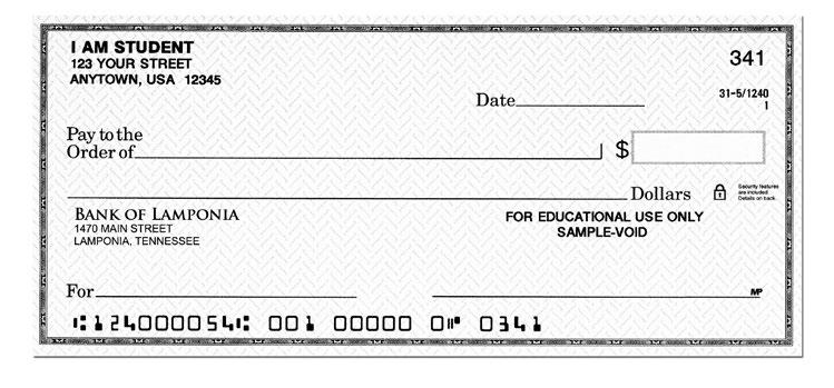 Checking Account (2/4) 1 Fill out three sample checks for