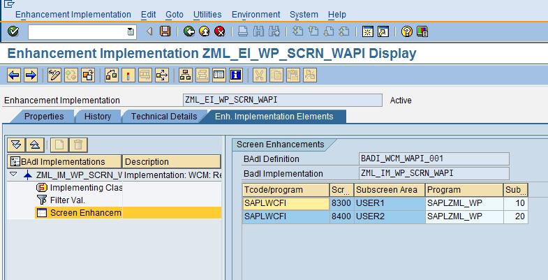 5.3) Screen Enhancement Implementation: Screen Area Standard include subscreens: - 8300