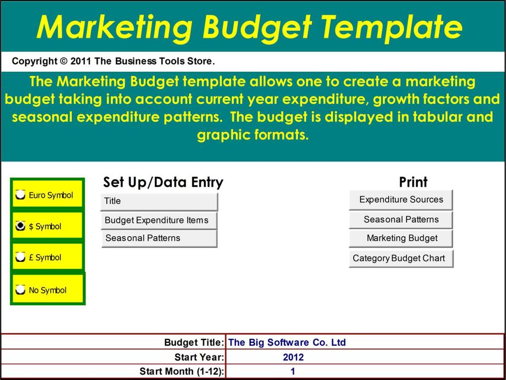 USER INSTRUCTIONS BUDGET SET-UP AND DEVELOPMENT The EXCEL model has a simple Menu system which at cells A1 to D26 of the Budget Data worksheet (figure 1).