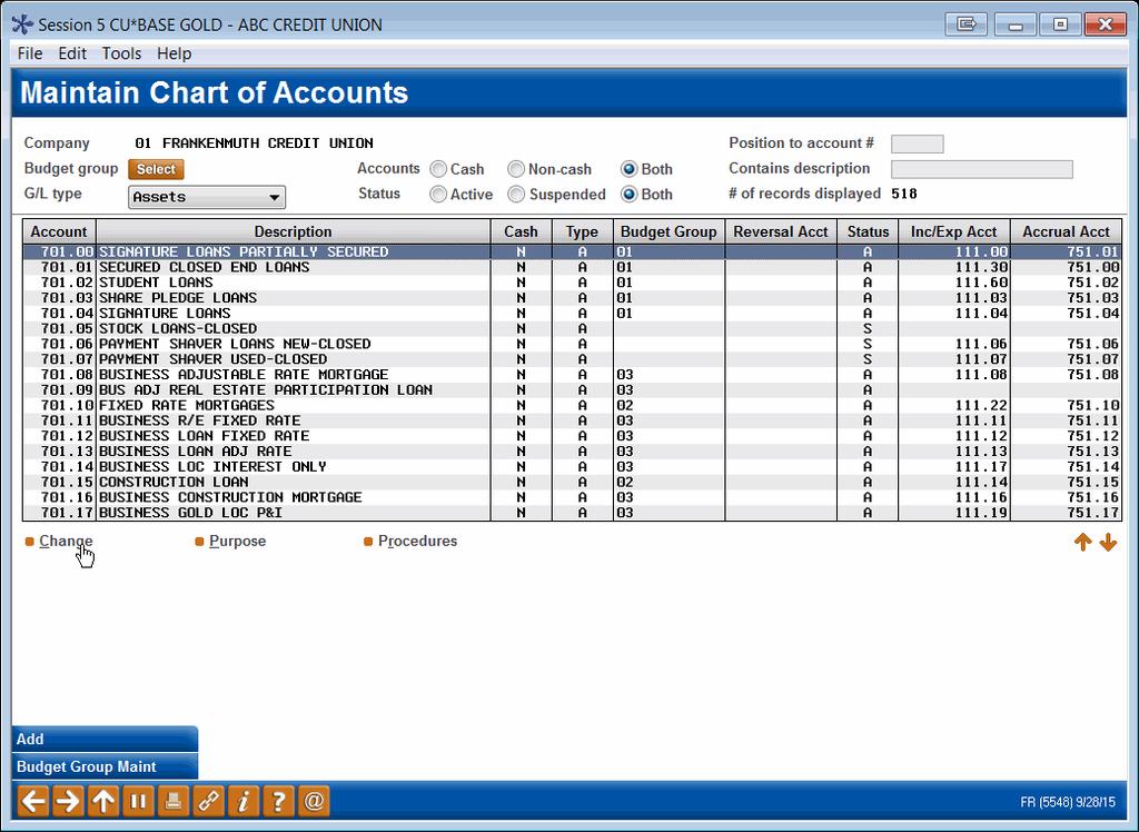 LINKING G/L ACCOUNTS FOR MODELING Access the tool: 1. Budgeting Functions menu (MNBUDG) 2.