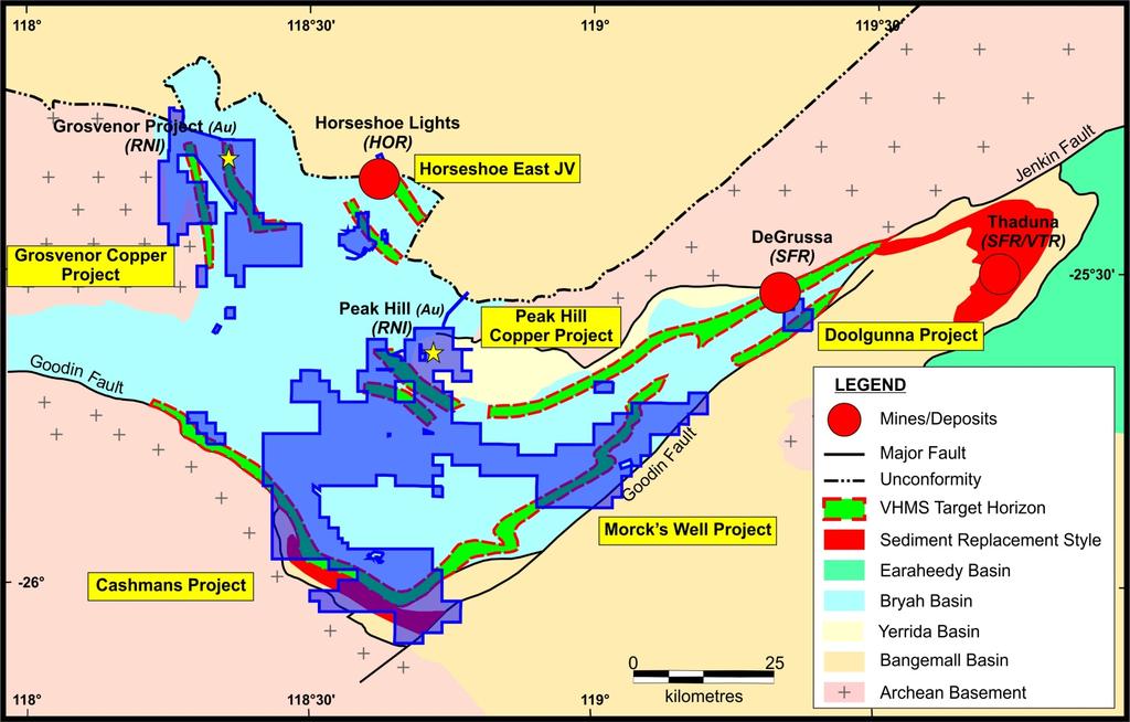 Bryah Basin Copper - 120km of VHMS Targets RNI tenement package includes
